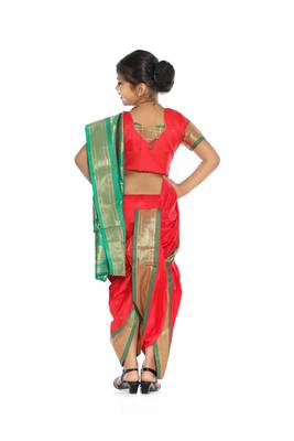 Girls Stitched Traditional Nauwar (9 Yard) Saree With Stitched Blouse 4