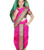 Girls Stitched Traditional Nauwar (9 Yard) Saree With Stitched Blouse