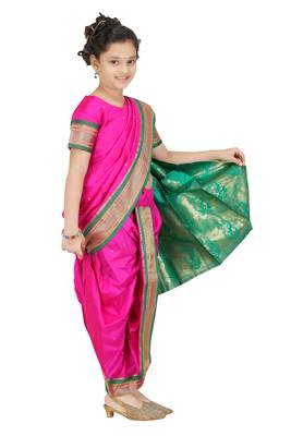 Girls Stitched Traditional Nauwar (9 Yard) Saree With Stitched Blouse 3