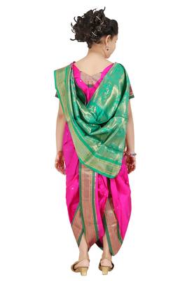 Girls Stitched Traditional Nauwar (9 Yard) Saree With Stitched Blouse 4