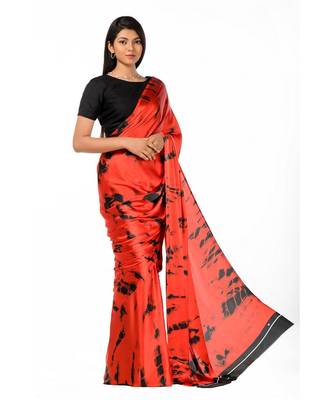 Red and Black crepe Wrap in 1 Minute Saree 2