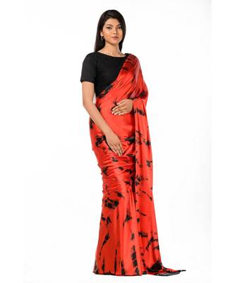 Red and Black crepe Wrap in 1 Minute Saree 3