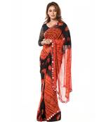 Red and Black Bandhani Wrap in 1 Minute Saree