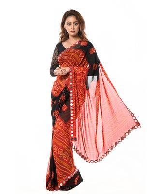Red and Black Bandhani Wrap in 1 Minute Saree 2