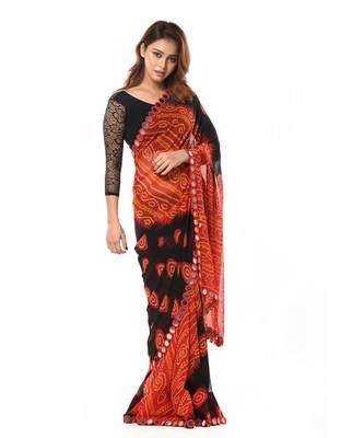 Red and Black Bandhani Wrap in 1 Minute Saree 3