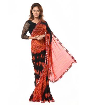 Red and Black Bandhani Wrap in 1 Minute Saree 4