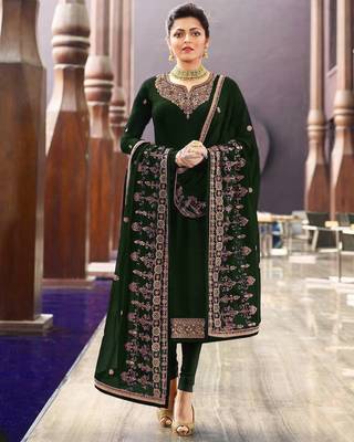 Green embroidered satin salwar 1