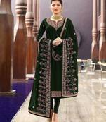 Green embroidered satin salwar