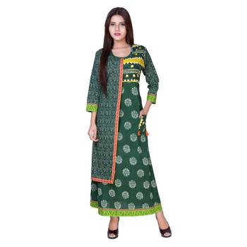 Green embroidered cotton  ethnic-kurtis 1
