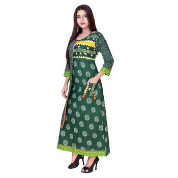 Green embroidered cotton  ethnic-kurtis 2