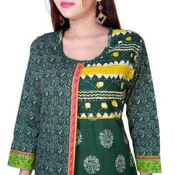 Green embroidered cotton  ethnic-kurtis 3