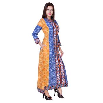 Blue embroidered cotton  ethnic-kurtis 1