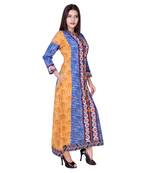 Blue embroidered cotton  ethnic-kurtis
