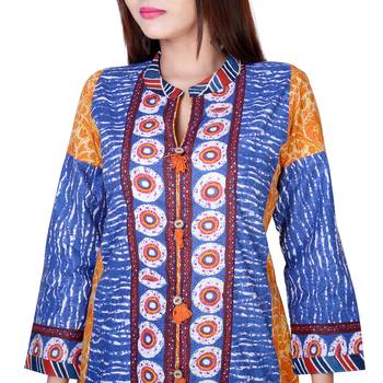 Blue embroidered cotton  ethnic-kurtis 2