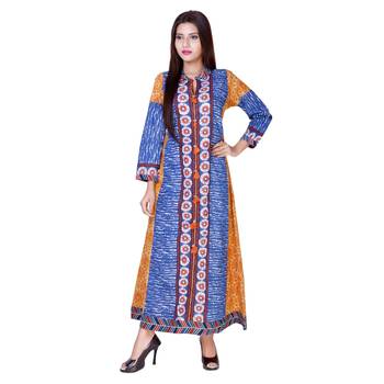 Blue embroidered cotton  ethnic-kurtis 3