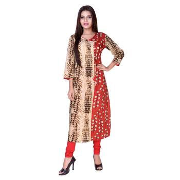 Brown embroidered cotton  ethnic-kurtis 1