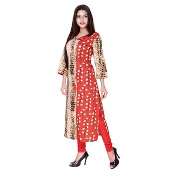 Brown embroidered cotton  ethnic-kurtis 2