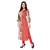Brown embroidered cotton  ethnic-kurtis