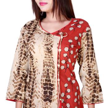 Brown embroidered cotton  ethnic-kurtis 4