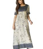 Off white embroidered rayon ethnic-kurtis