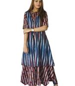 Blue embroidered cotton ethnic-kurtis