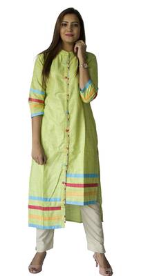 Green embroidered cotton ethnic-kurtis 1