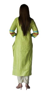 Green embroidered cotton ethnic-kurtis 3