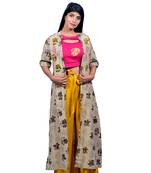 Multicolor embroidered cotton ethnic-kurtis
