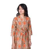 Orange embroidered cotton  ethnic-kurtis