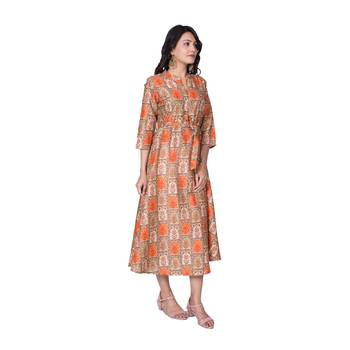 Orange embroidered cotton  ethnic-kurtis 2