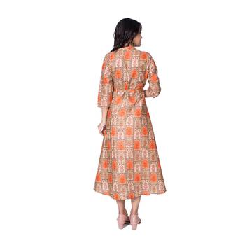 Orange embroidered cotton  ethnic-kurtis 3