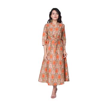 Orange embroidered cotton  ethnic-kurtis 4