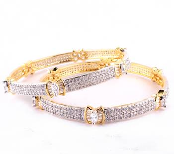 Elegant Gold Plated   Bangles With Butterfly Baguette 1