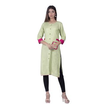 Green embroidered cotton  ethnic-kurtis 1