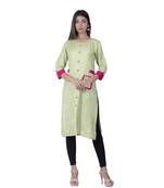 Green embroidered cotton  ethnic-kurtis