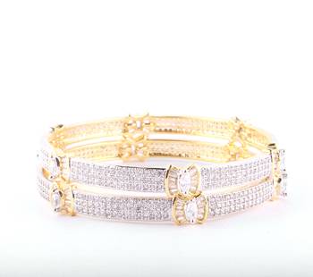 Elegant Gold Plated   Bangles With Butterfly Baguette 2