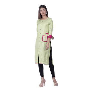 Green embroidered cotton  ethnic-kurtis 3
