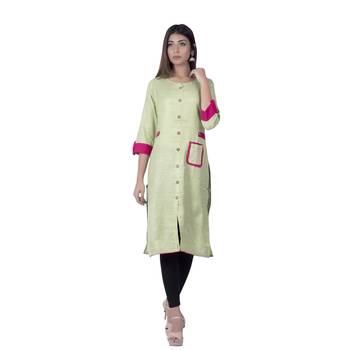 Green embroidered cotton  ethnic-kurtis 4