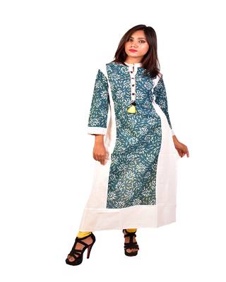Blue embroidered rayon ethnic-kurtis 1