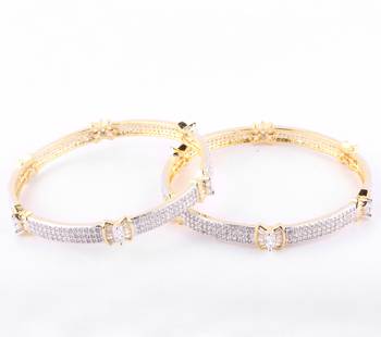 Elegant Gold Plated   Bangles With Butterfly Baguette 3