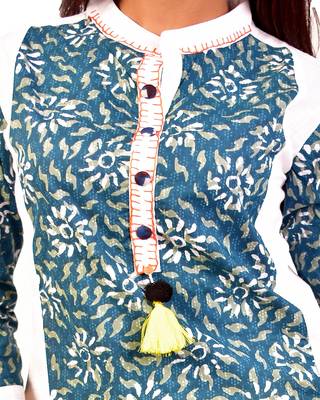 Blue embroidered rayon ethnic-kurtis 4