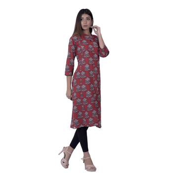 Red embroidered cotton  ethnic-kurtis 1