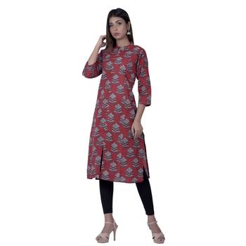 Red embroidered cotton  ethnic-kurtis 2