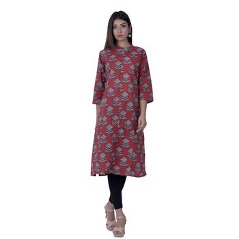 Red embroidered cotton  ethnic-kurtis 3