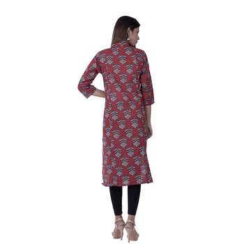 Red embroidered cotton  ethnic-kurtis 4