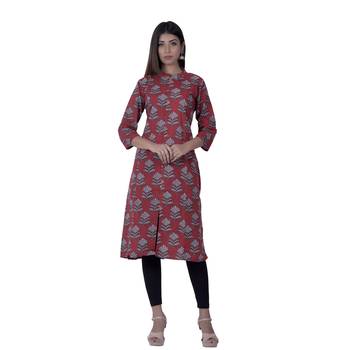 Red embroidered cotton  ethnic-kurtis 5