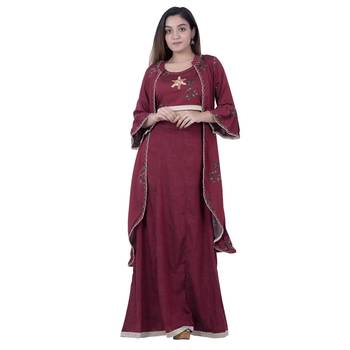 Maroon embroidered rayon ethnic-kurtis 1