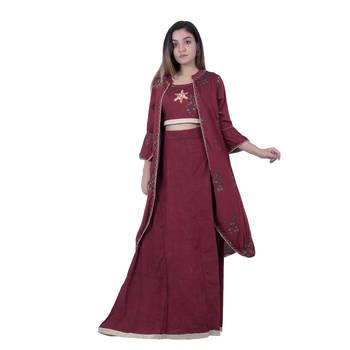 Maroon embroidered rayon ethnic-kurtis 3