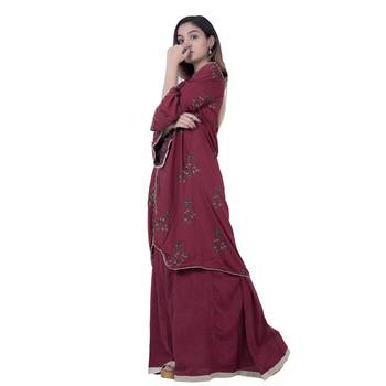 Maroon embroidered rayon ethnic-kurtis 4