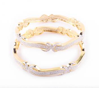 Designer Gold Plated  Curvy Bangles 1